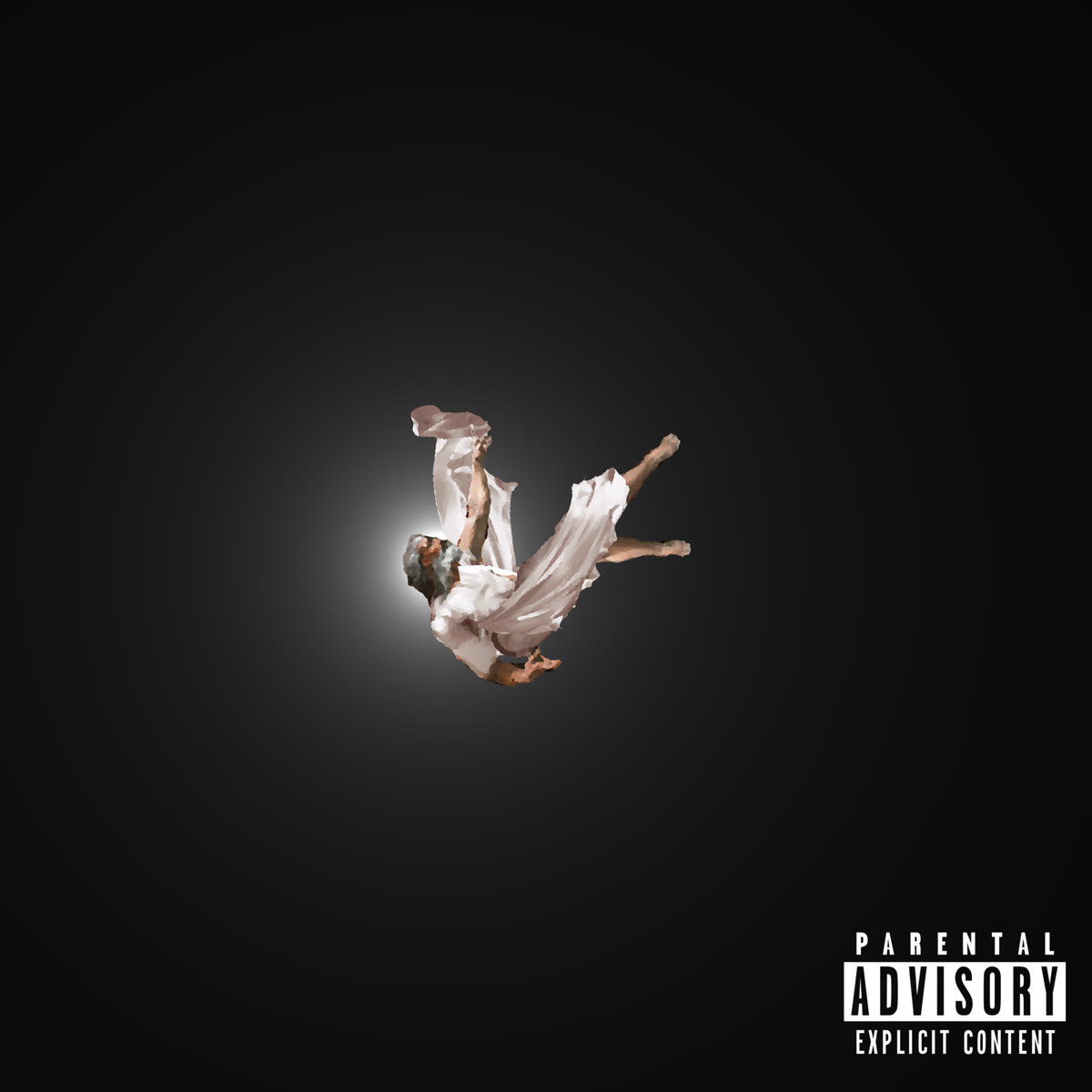 Godfall cover art: a robed figure falling through a pool of light in the dark